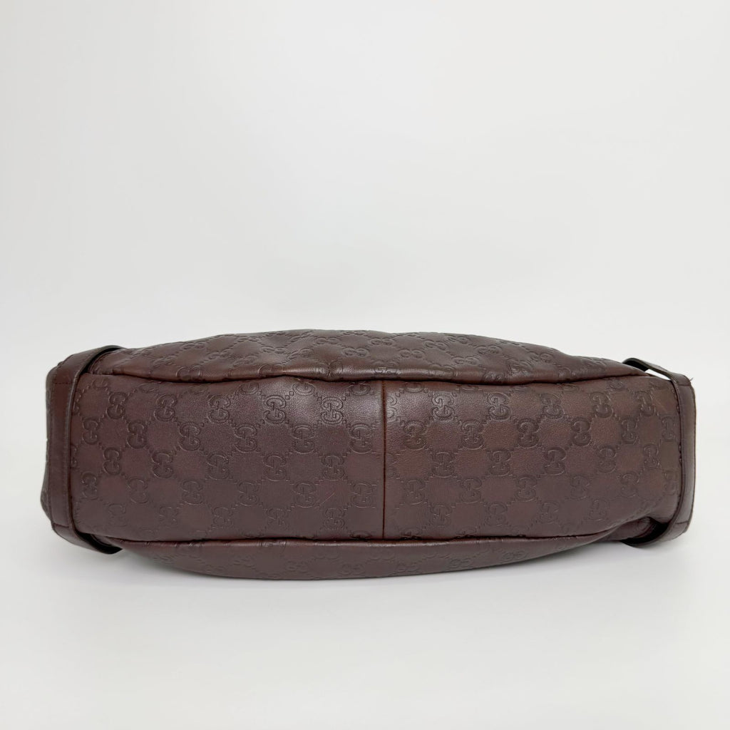 Gucci Abbey Line Guccissima Shoulder Tote Bag Leather Brown Gold Vintage — view 6