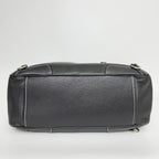 Prada Double Buckle with Cadena Leather Boston Bag Black Silver Vintage — view 8