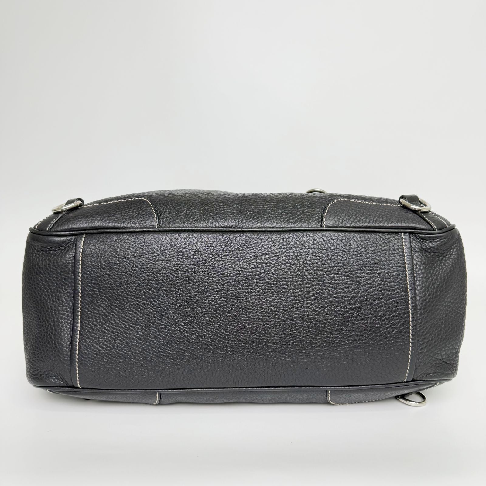 Prada Double Buckle with Cadena Leather Boston Bag Black Silver Vintage — view 8