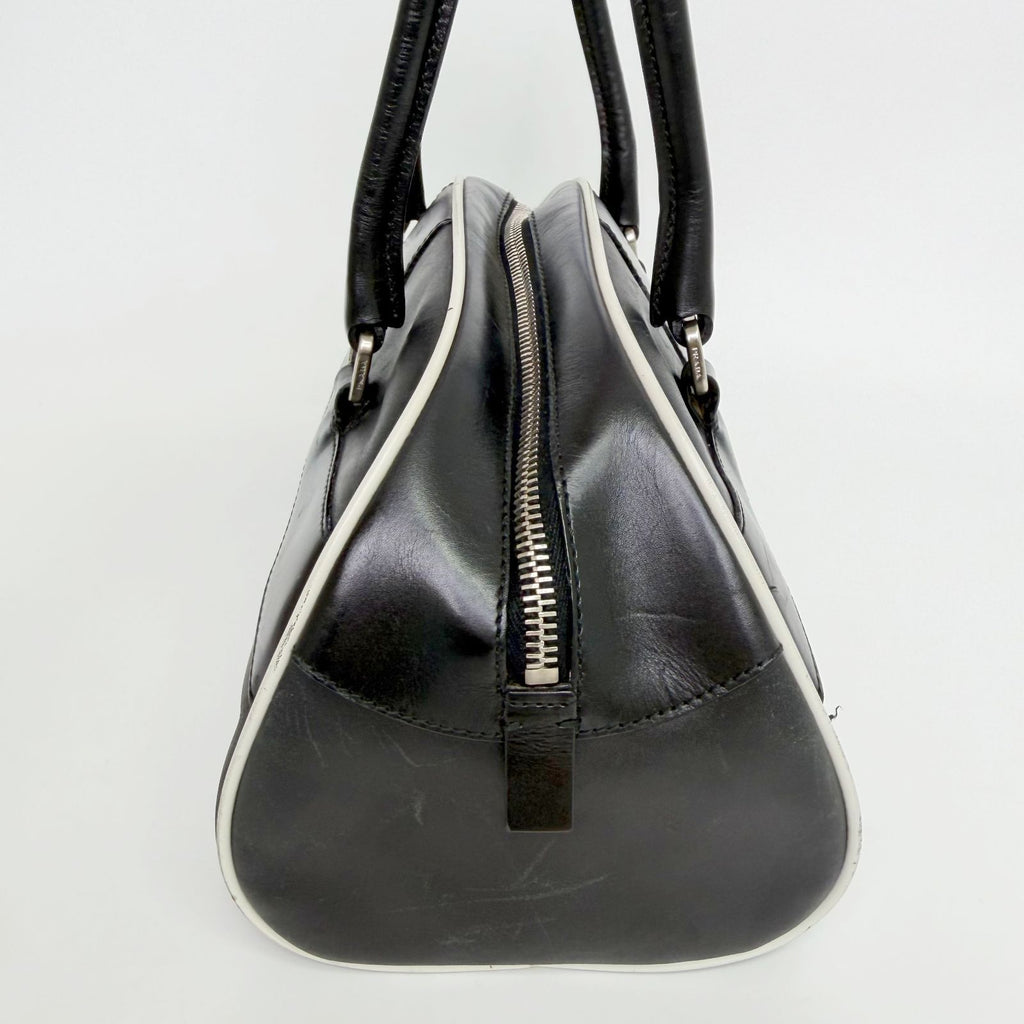 Prada Archive Bowling Bag Leather Black Silver Vintage — view 4