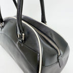 Prada Archive Bowling Bag Leather Black Silver Vintage — view 8
