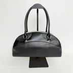 Prada Archive Bowling Bag Leather Black Silver Vintage — view 2
