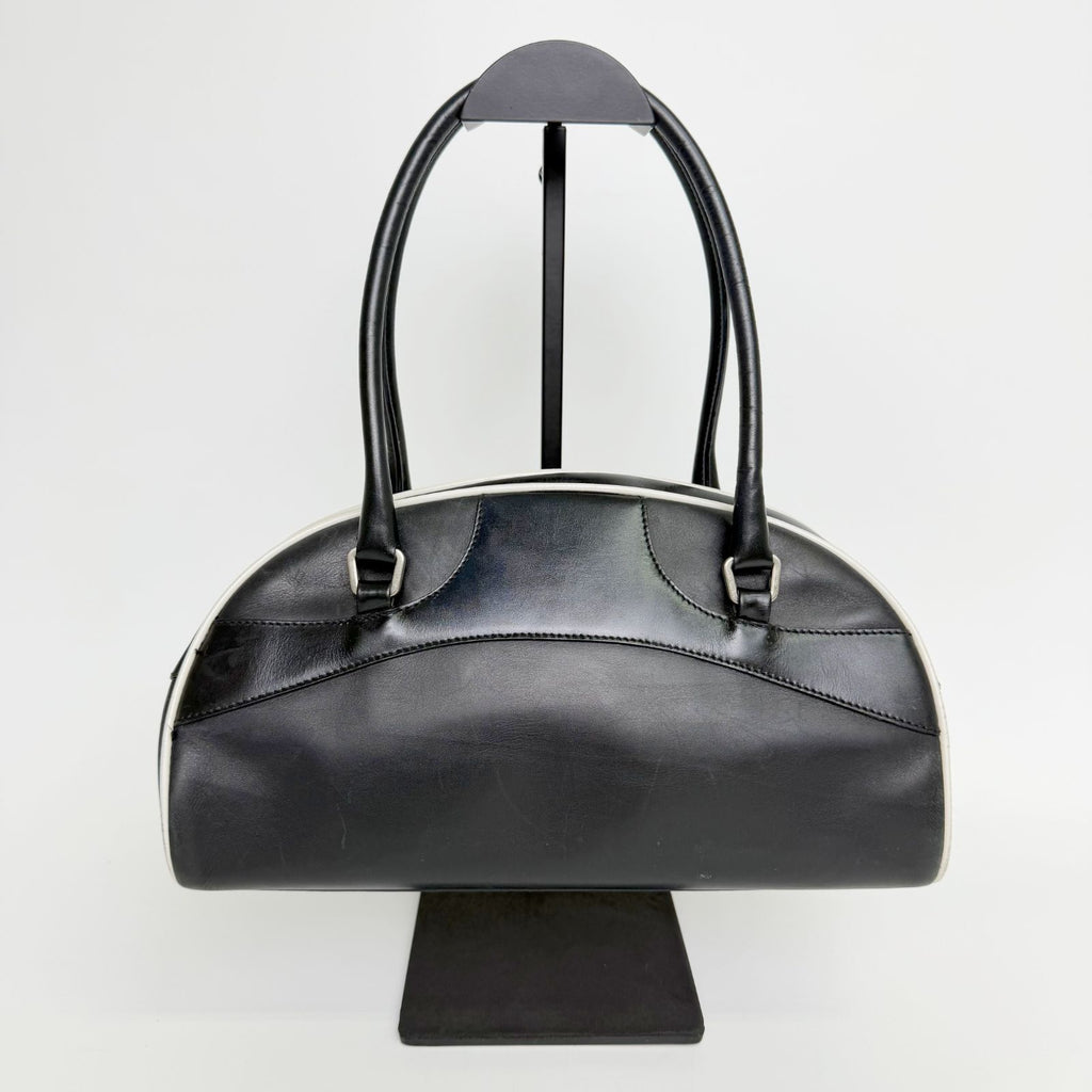 Prada Archive Bowling Bag Leather Black Silver Vintage — view 3