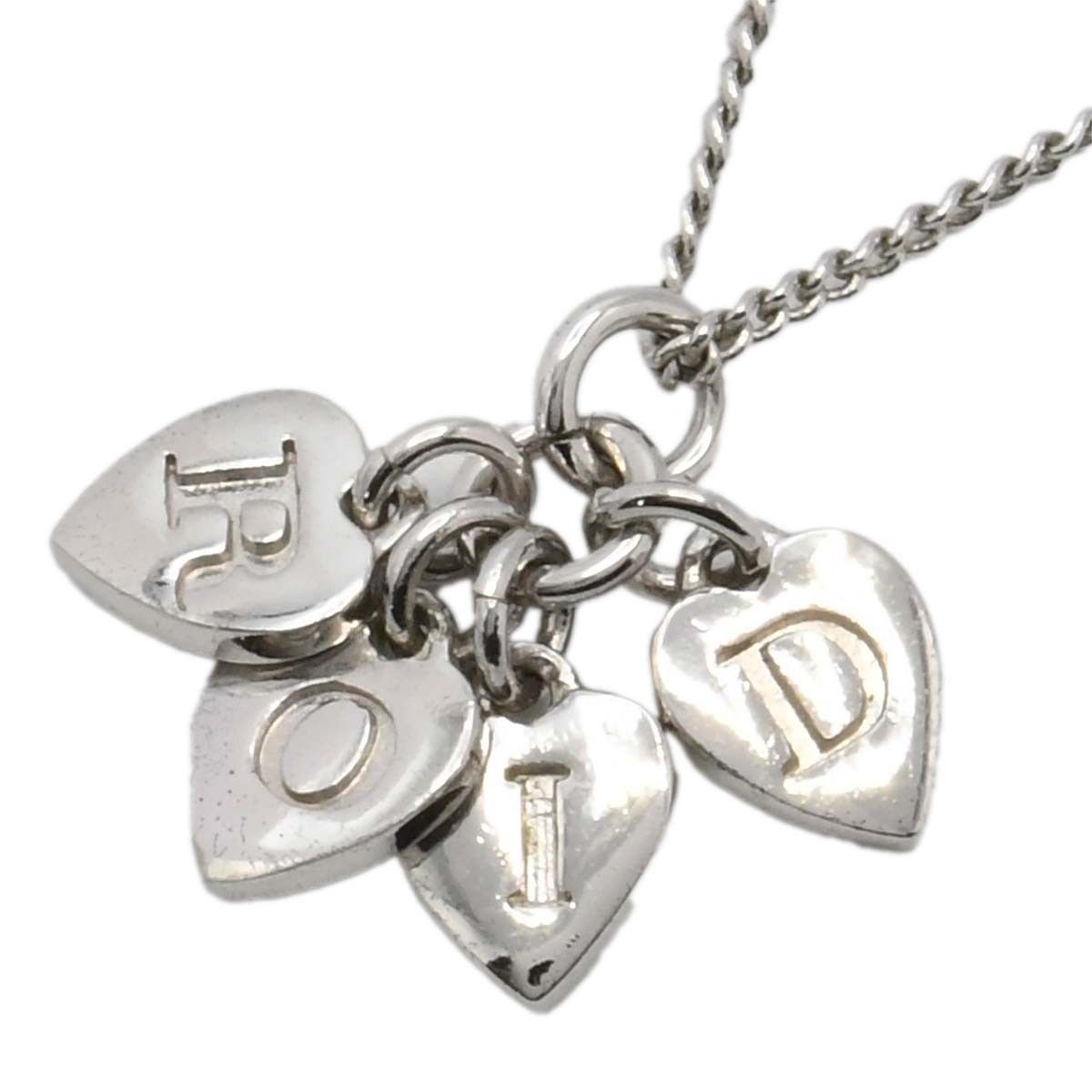 Dior Necklace Heart Motif Logo Silver