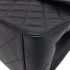 Chanel Shoulder Bag Maxi Quilted Lambskin Black Gold Flap Chain — view 4