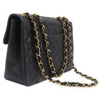 Chanel Shoulder Bag Maxi Quilted Lambskin Black Gold Flap Chain — view 2