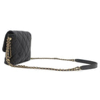 Chanel Shoulder Bag Quilted Pearl CC Logo Lambskin Black Vintage Chain — view 2