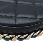 Chanel Quilted Pouch Lambskin Black Champagne Gold CC Logo Mini Bag Chain — view 4