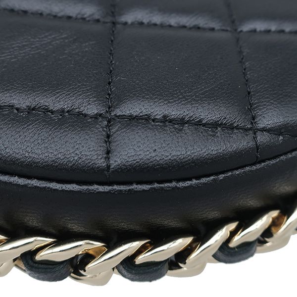 Chanel Quilted Pouch Lambskin Black Champagne Gold CC Logo Mini Bag Chain — view 4