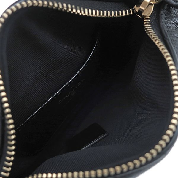 Chanel Quilted Pouch Lambskin Black Champagne Gold CC Logo Mini Bag Chain — view 7