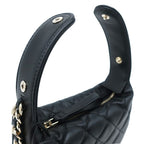 Chanel Quilted Pouch Lambskin Black Champagne Gold CC Logo Mini Bag Chain — view 6