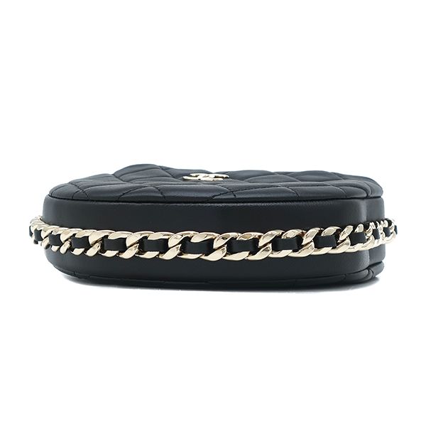 Chanel Quilted Pouch Lambskin Black Champagne Gold CC Logo Mini Bag Chain — view 3