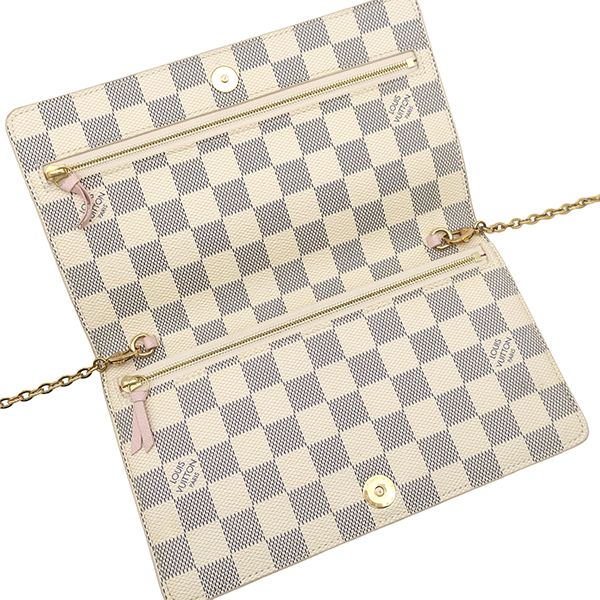 Louis Vuitton Chain Wallet Pochette Weekend Summer Trunk Leather Damier Azur — view 7