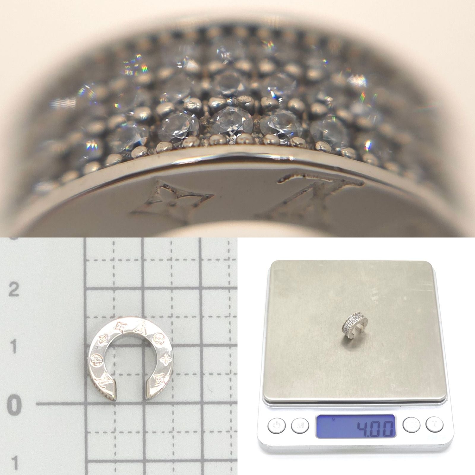 Louis Vuitton LV Light Single Strass LV Signature Monogram Flower Silver Color — view 3