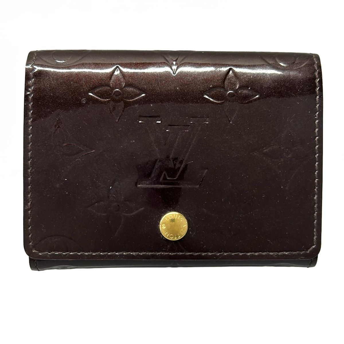 Louis Vuitton Business Card Case Monogram Vernis Envelope Holder Amarante