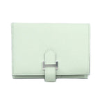Hermes Bearn Compact Vert Fizz Epsom Bifold Wallet Silver Green