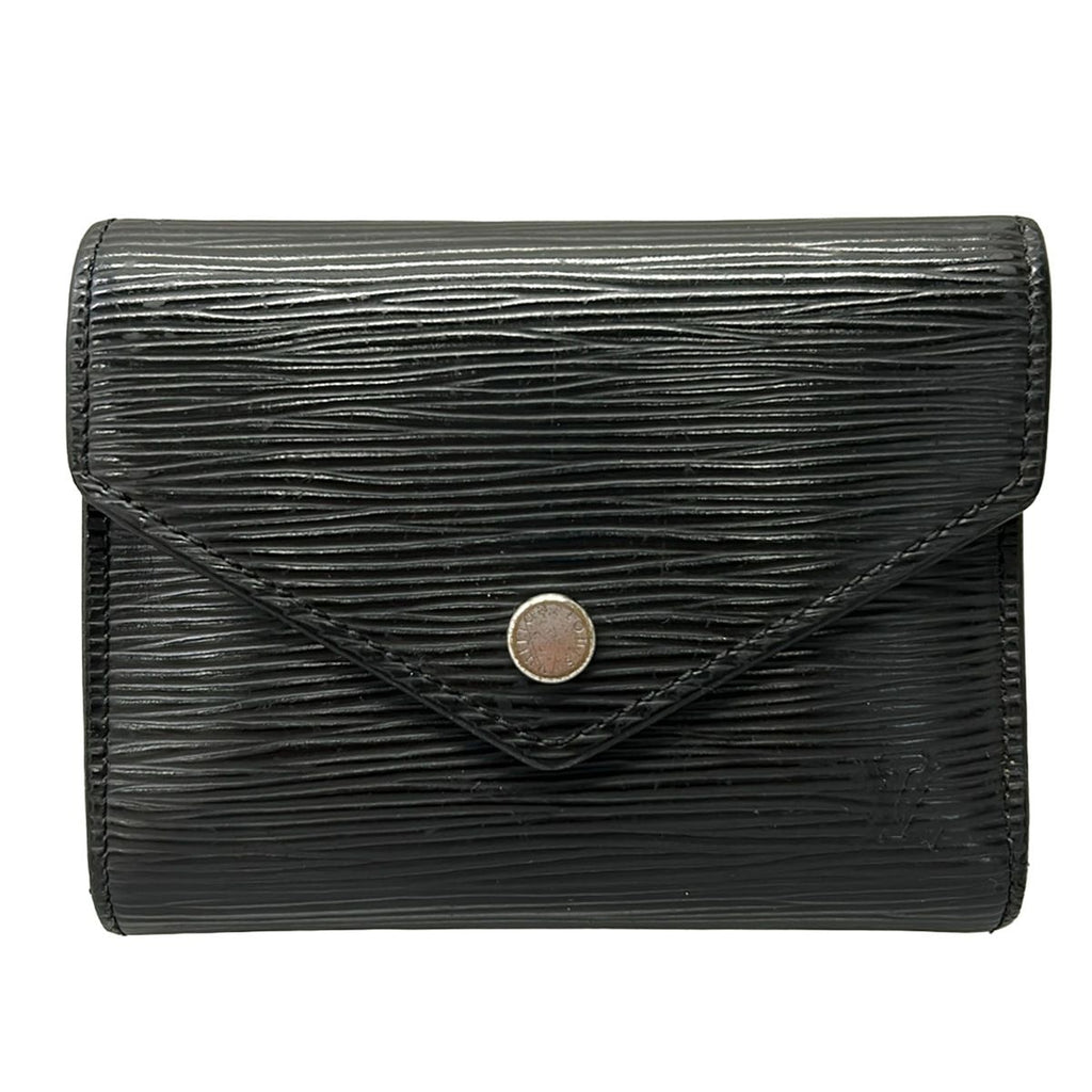 Louis Vuitton Trifold Wallet Epi Portefeuille Victorine Noir Leather