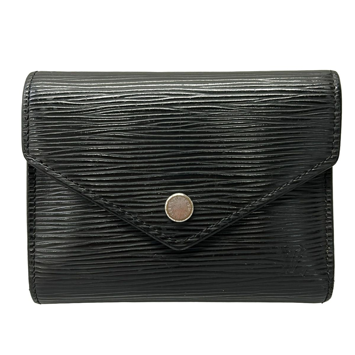 Louis Vuitton Trifold Wallet Epi Portefeuille Victorine Noir Leather