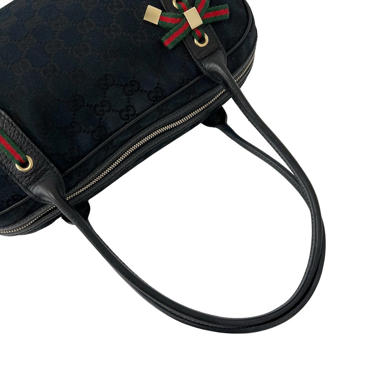 Gucci Princy Sherry Line GG Pattern Canvas Leather Tote Mini Boston Bag Black — view 4