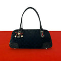 Gucci Princy Sherry Line GG Pattern Canvas Leather Tote Mini Boston Bag Black