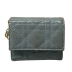 Dior Trifold Wallet Lady Gray Leather