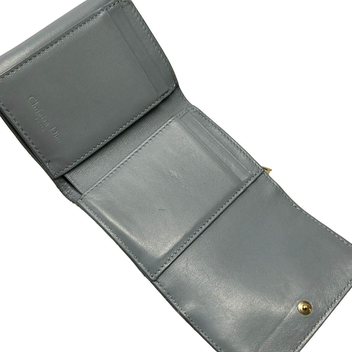 Dior Trifold Wallet Lady Gray Leather — view 3