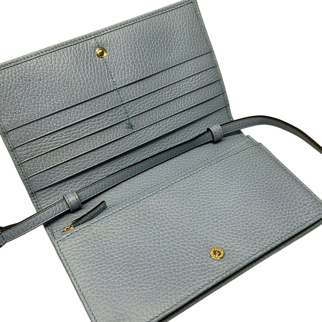 Gucci Wallet Swing Light Blue on Chain Leather Shoulder Bag — view 3