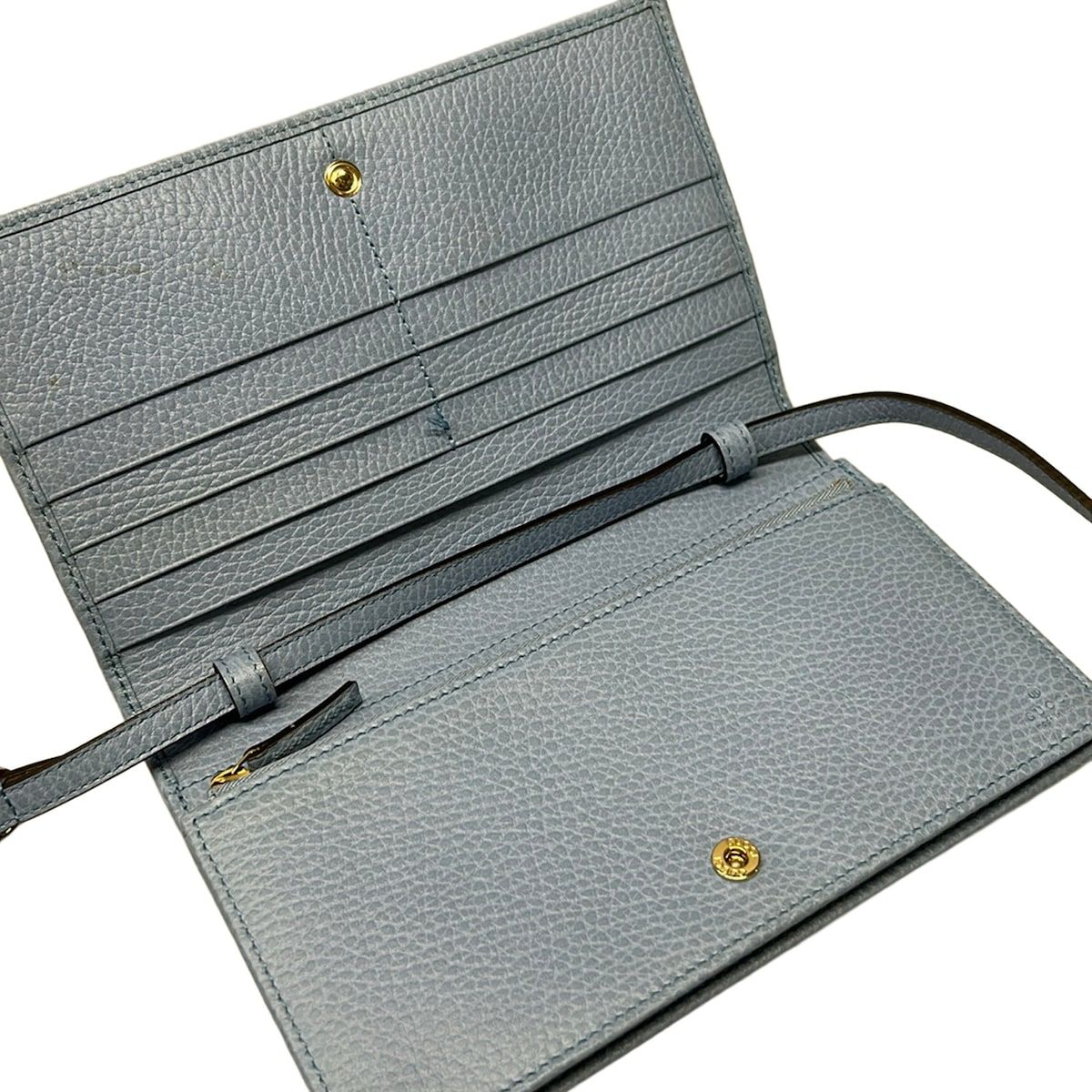 Gucci Wallet Swing Light Blue on Chain Leather Shoulder Bag — view 3
