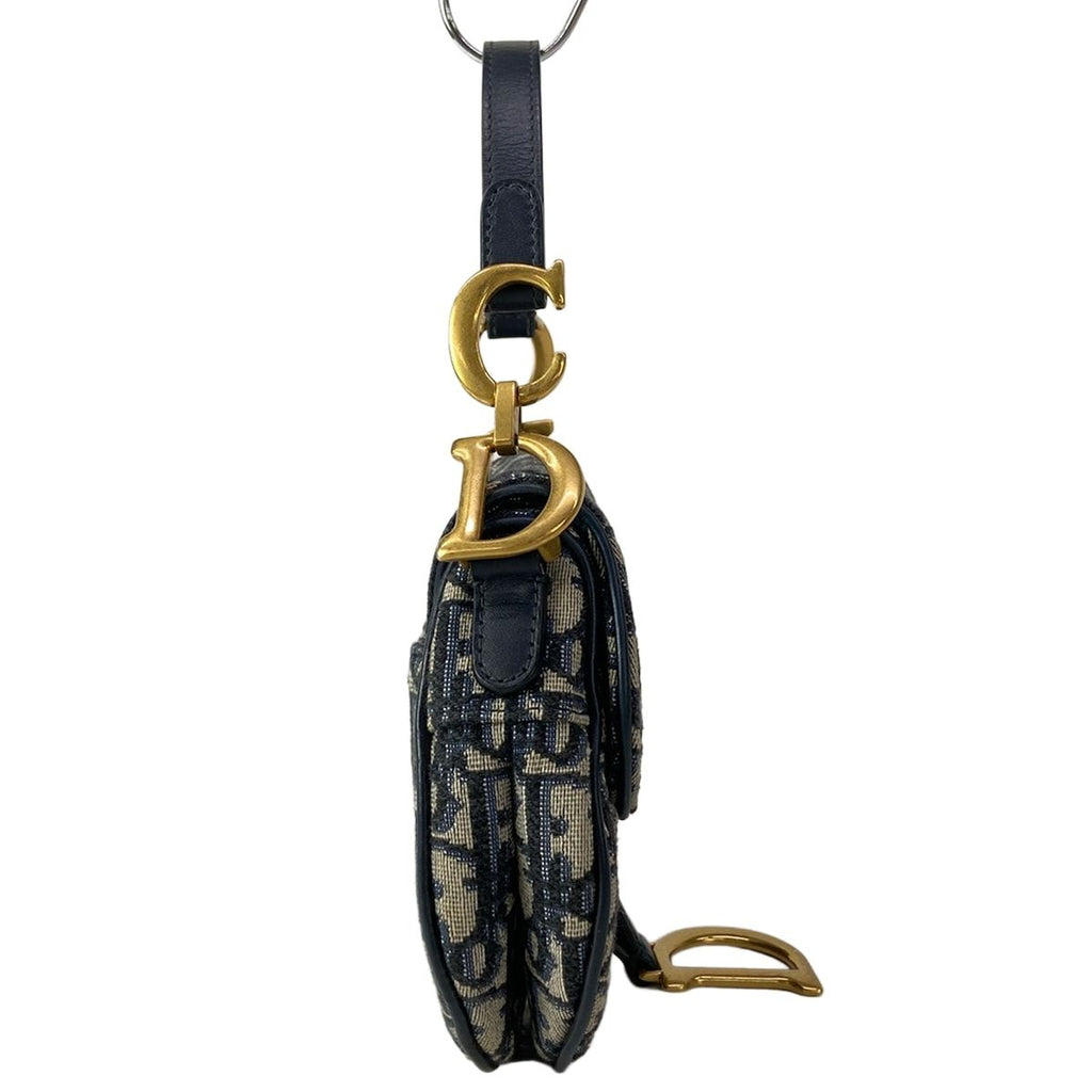 Dior Saddle Bag Trotter Navy Ivory Leather — view 2
