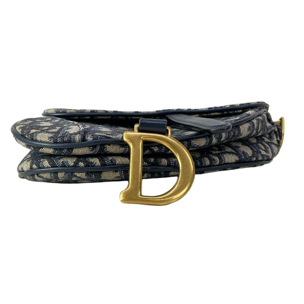 Dior Saddle Bag Trotter Navy Ivory Leather — view 5
