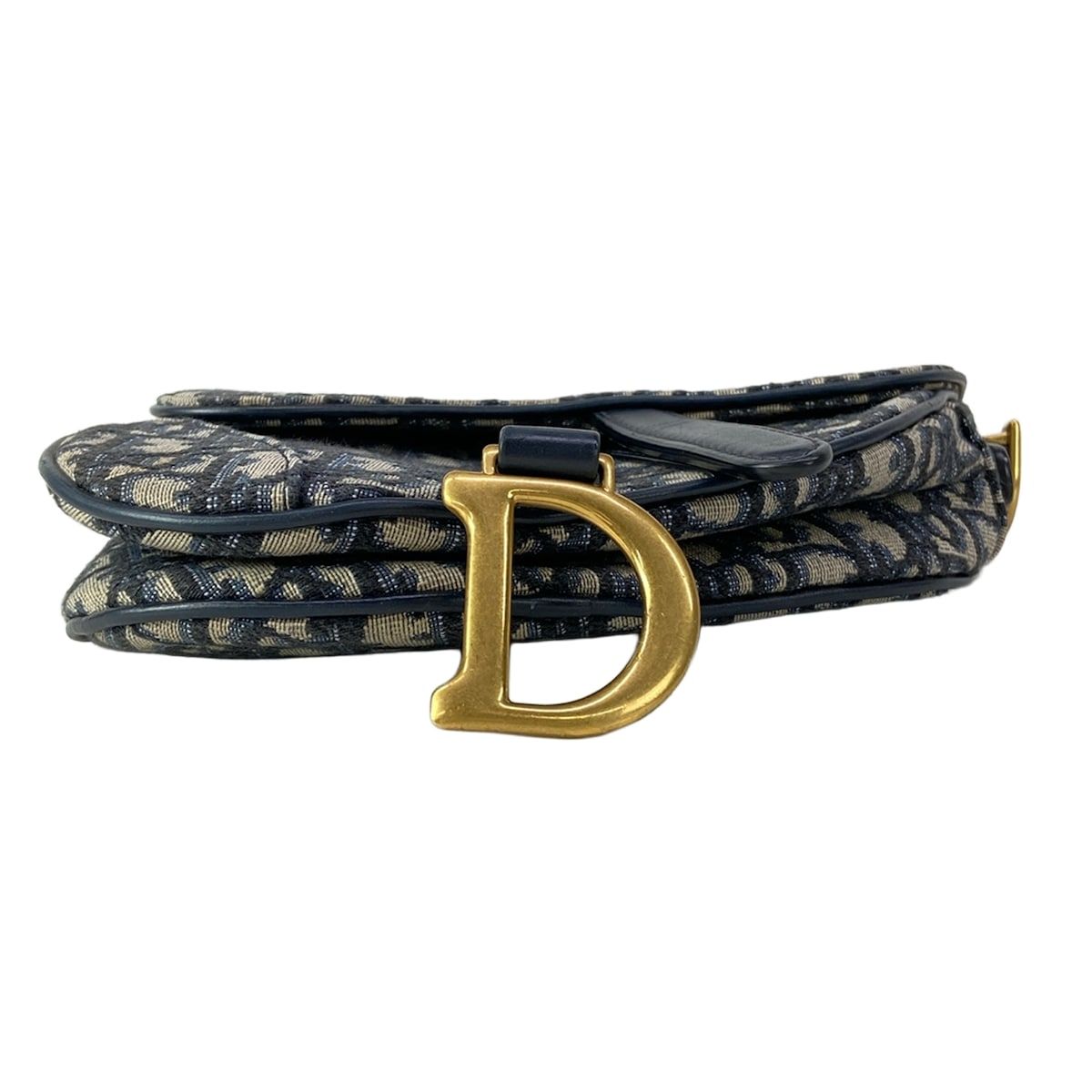 Dior Saddle Bag Trotter Navy Ivory Leather — view 5