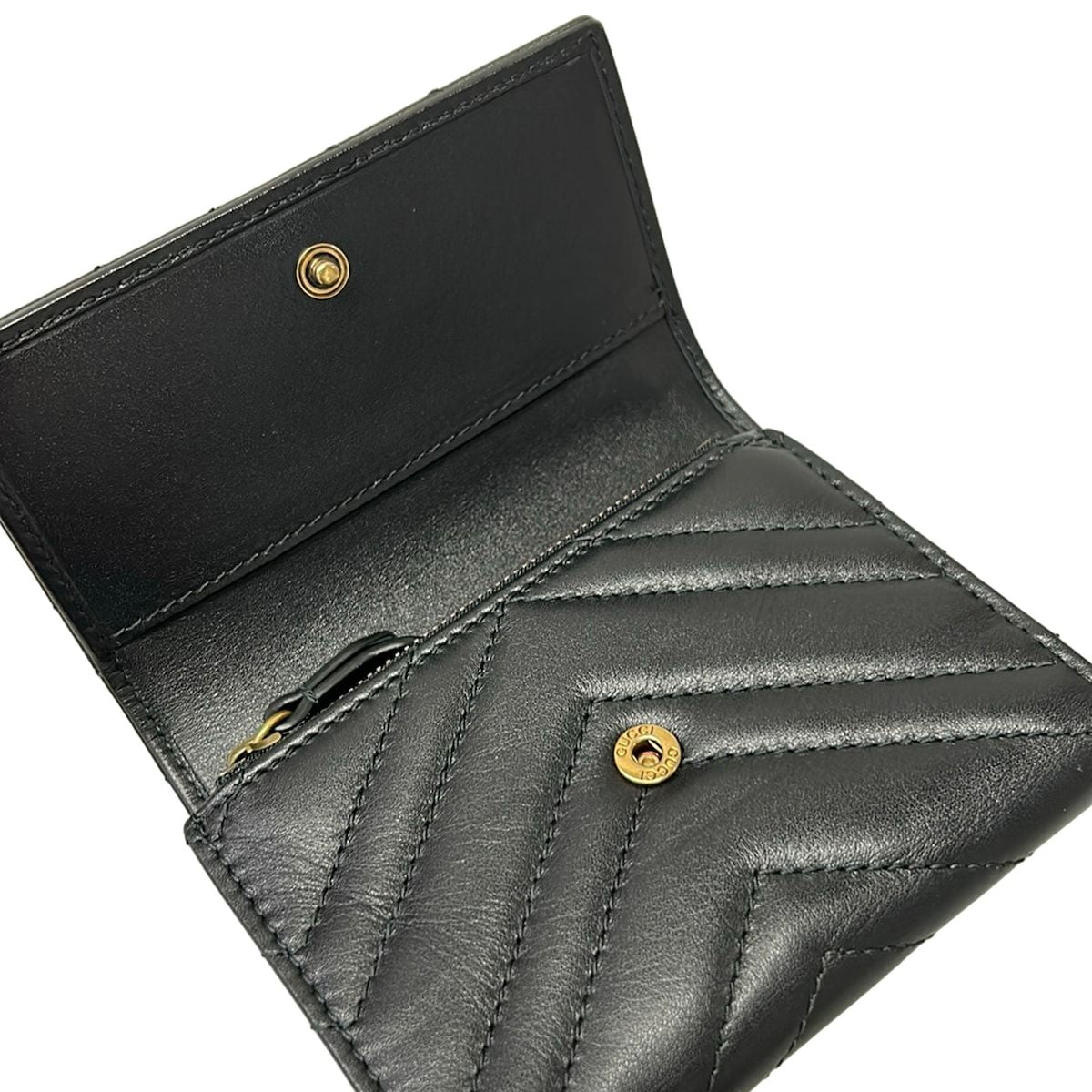 Gucci Trifold Wallet GG Marmont Black Quilted Leather — view 3