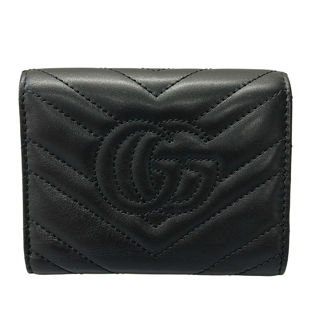 Gucci Trifold Wallet GG Marmont Black Quilted Leather — view 2