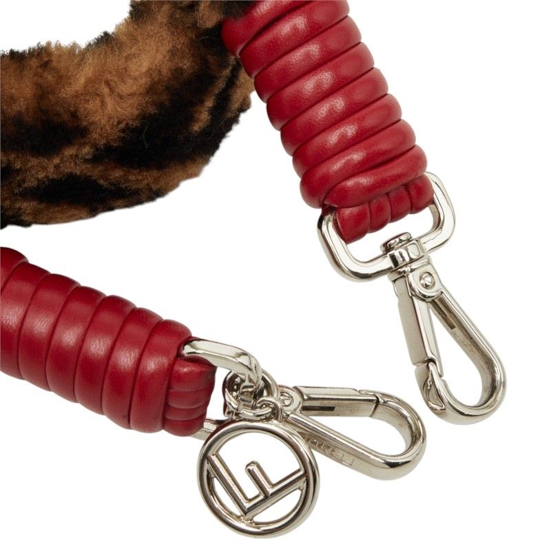 Fendi Zucca Mini Strap You Shoulder Brown Red Shearling Leather — view 4