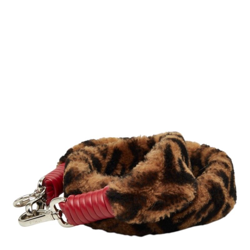 Fendi Zucca Mini Strap You Shoulder Brown Red Shearling Leather — view 2