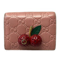 Gucci Bifold Wallet Cherry Pink Red Multi Embossed Processing Leather