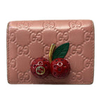 Gucci Bifold Wallet Cherry Pink Red Multi Embossed Processing Leather