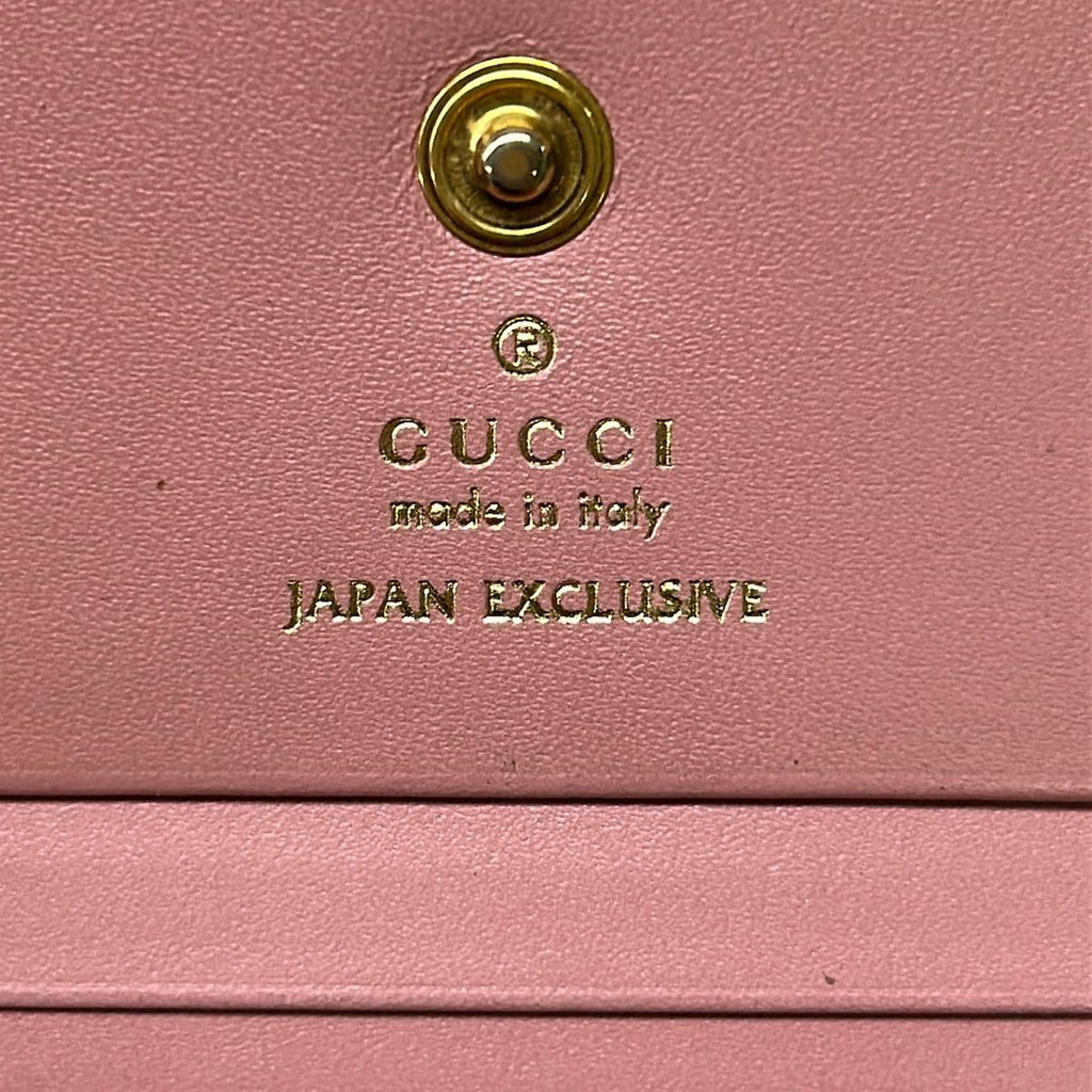 Gucci Bifold Wallet Cherry Pink Red Multi Embossed Processing Leather — view 6