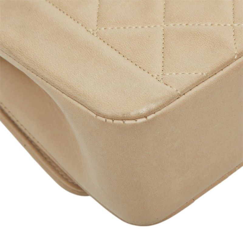Chanel Diana CC Logo Chain Shoulder Bag Crossbody Beige Gold Lambskin — view 7