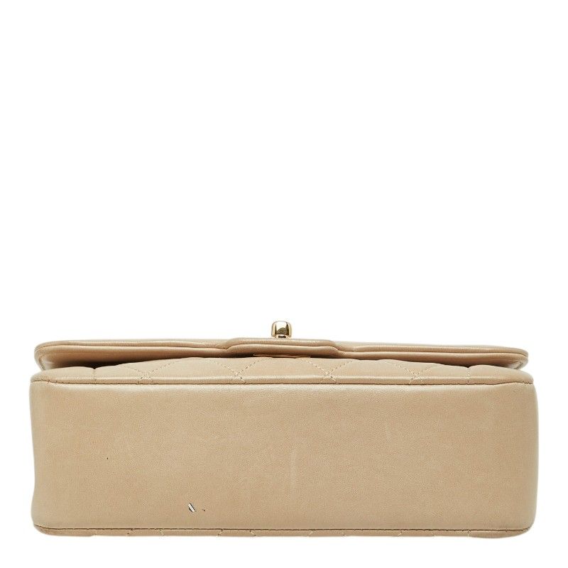 Chanel Diana CC Logo Chain Shoulder Bag Crossbody Beige Gold Lambskin — view 3