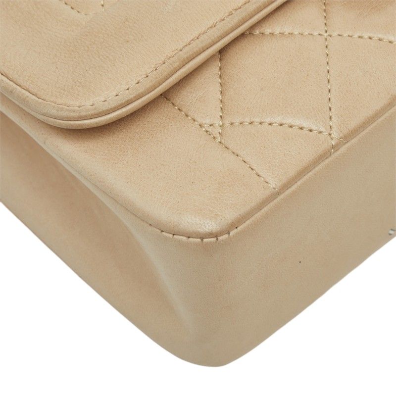 Chanel Diana CC Logo Chain Shoulder Bag Crossbody Beige Gold Lambskin — view 5