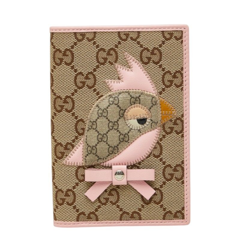 Gucci Papagallo GG Canvas Passport Case Card Pink Beige