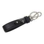 Prada Key Ring Key Holder Bag Charm Black Saffiano Leather