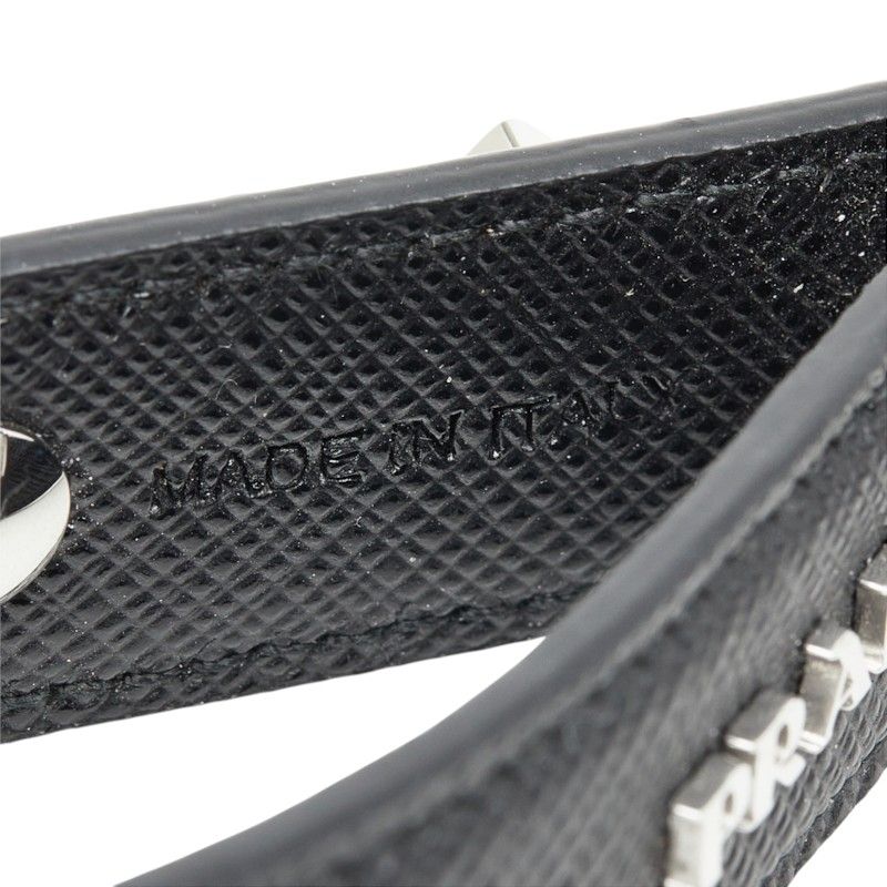 Prada Key Ring Key Holder Bag Charm Black Saffiano Leather — view 4