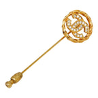 Chanel CC Logo Brooch Gold Plated Rhinestone