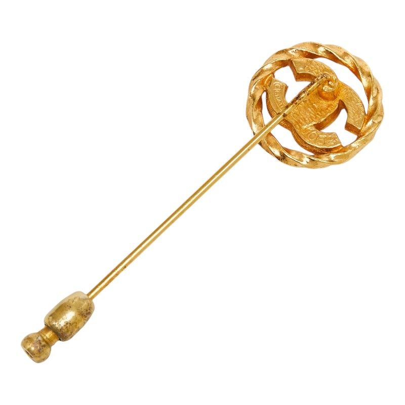 Chanel CC Logo Brooch Gold Plated Rhinestone — view 2