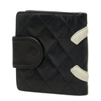 Chanel Cambon Line CC Logo Kiss Lock Wallet Bifold Pink Black Leather — view 2