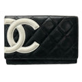 Chanel Bifold Wallet Cambon Line Black White Lambskin