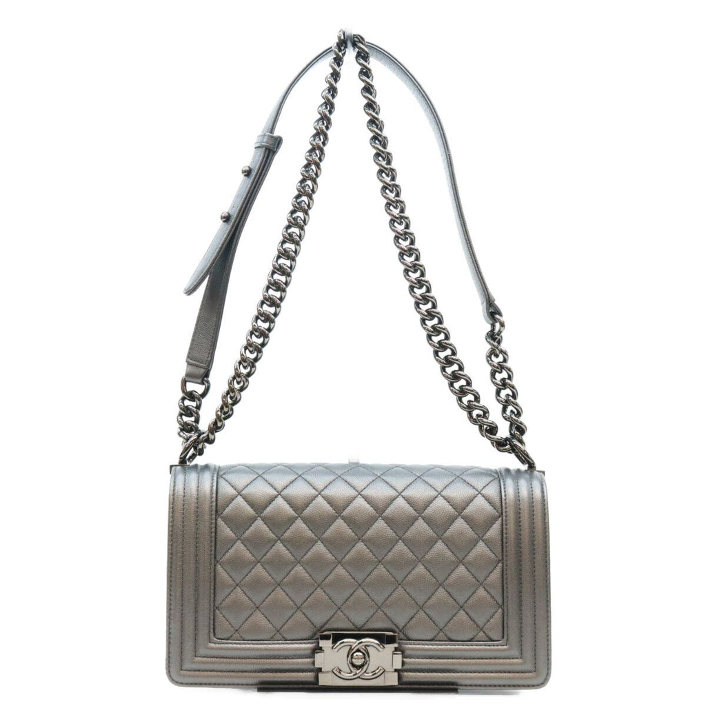 Chanel Black Caviar So Boy 25 Medium Bag
