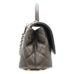 Chanel Black Caviar Leather Champagne Gold Coco Handle 19 XXS Chain Shoulder Bag — view 4